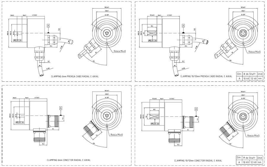 B58N — Flange Clamping · base 3 — desenho dimensional original
