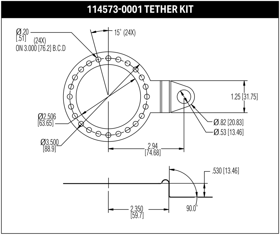 HS35iQ — Face-C 4½ pol. · kit 114573-0001 — desenho dimensional original