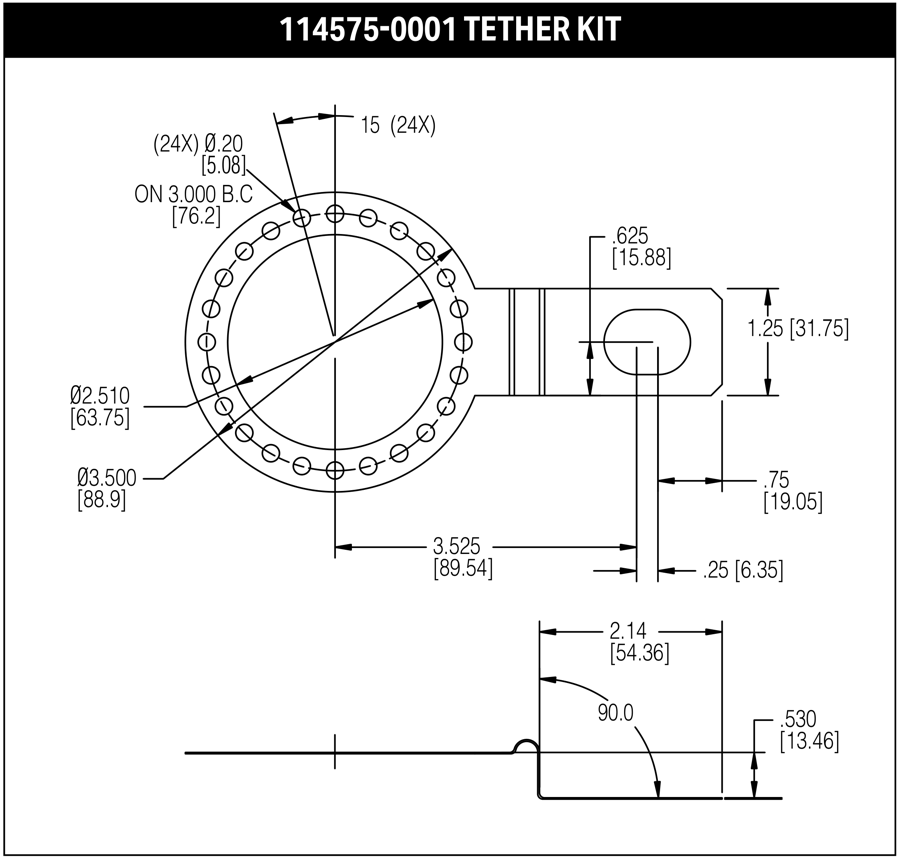 HS35iQ — Face-C 8½ pol. · kit 114575-0001 — desenho dimensional original