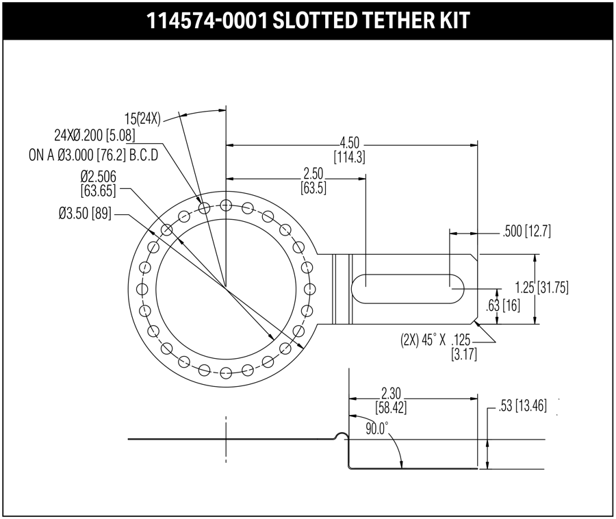 HS35iQ — Kit com rasgos · 114574-0001 — desenho dimensional original