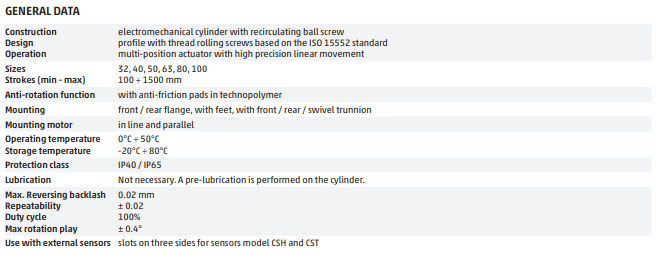 CILÍNDRO ELETROMECÂNICO CAMOZZI 6E40BS1200P32A
