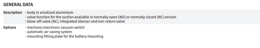 GERADOR DE VÁCUO CAMOZZI VEC15C2RE
