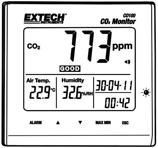 Monitor-da-Qualidade-do-Ar-Interno CO₂ Extech CO100