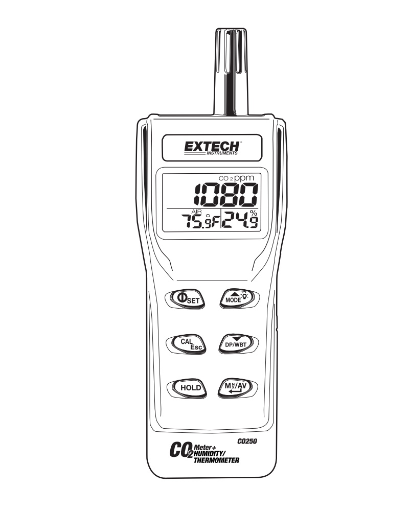 Medidor-Portátil-de-Qualidade-do-Ar CO₂ Extech CO250