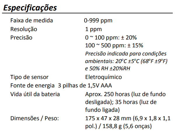 Medidor de CO Extech CO15